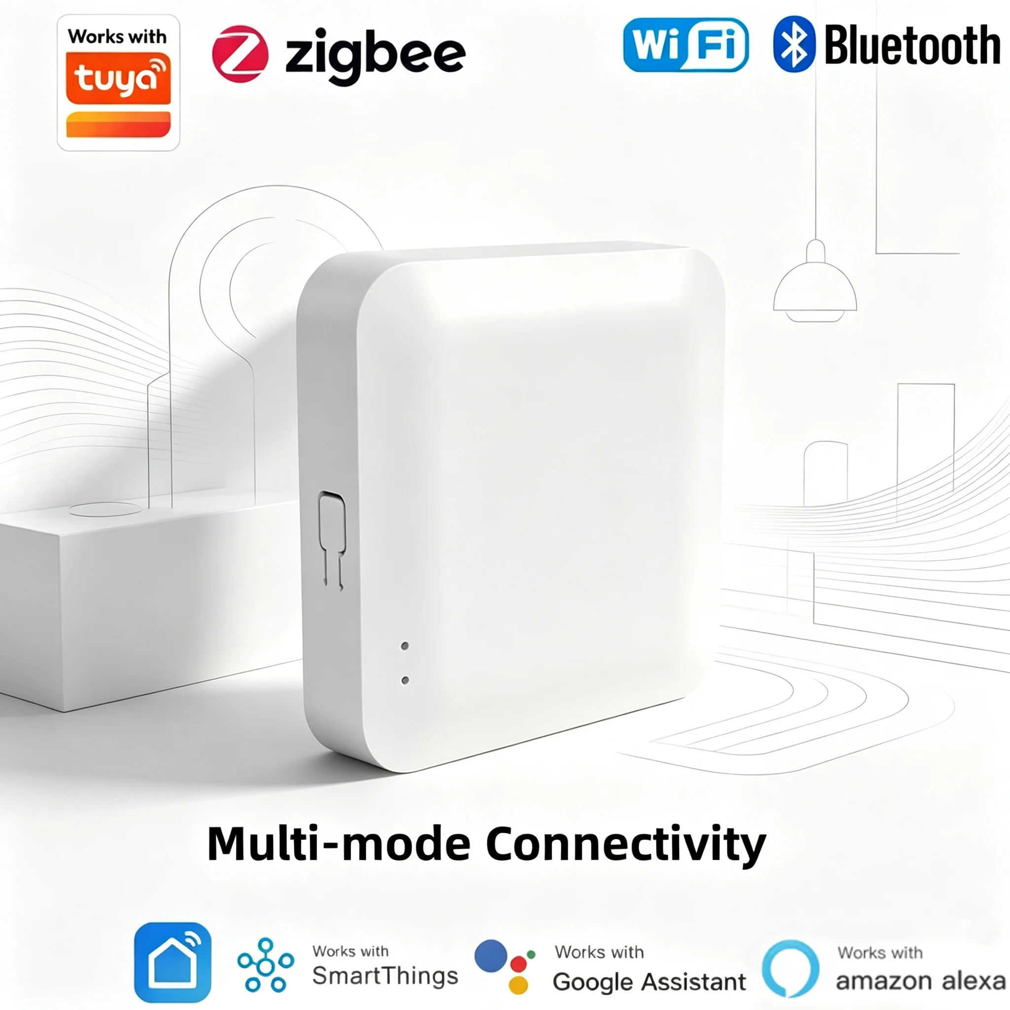 

Tuya Multi-mode Smart Gateway, Zigbee 3.0 WiFi Bluetooth Hub for Alexa Google Assistant Home Automation