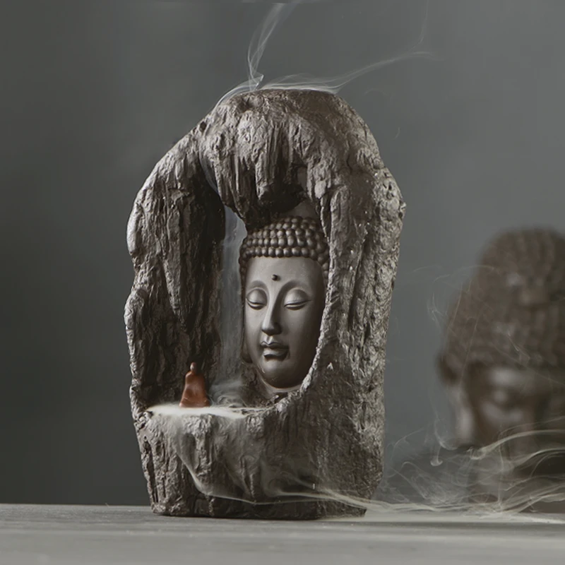 large Buddhism Nourishing heart ART HOME bless family Safe CHAN DAO Ceramic Tathagata Sakyamuni Buddha Ornament censer statue