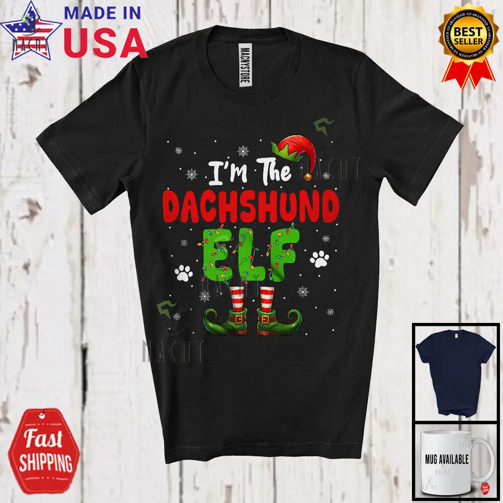 I'm The Dachshund Elf; Lovely Christmas Snowing ELF Costume; X-mas Family Shirt