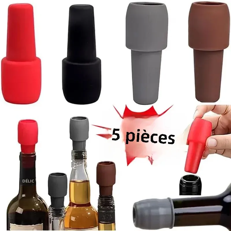 Bouchon de bouteille de vin rouge en silicone souple, double joint, universel, ustensiles de bar, outils de cuisine