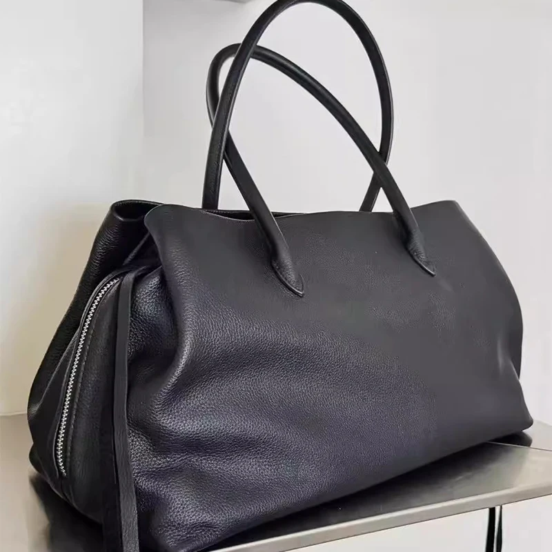 

Fashion Genuine Leather Women's Handbag Multiple Compartments Frosted Finish Designer Elegant Luxury Shoulder Bag Retro Tote Bag