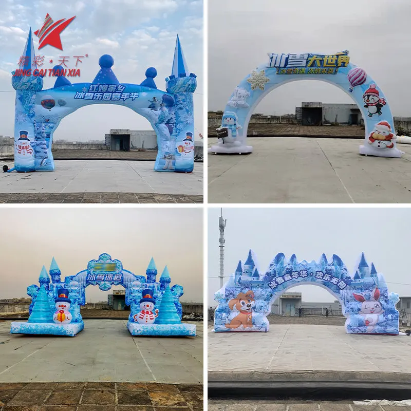 

Inflatable Ice and Snow Castle Arch Outdoor Cartoon Paradise Opening Ceremony Rainbow Gate Event Mascot Air Model Customization
