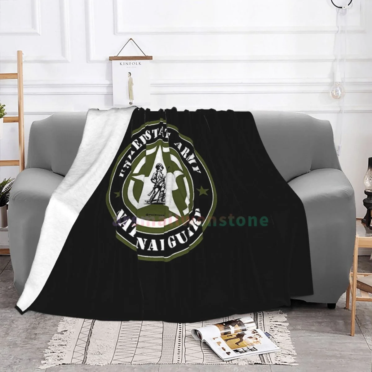 United States Army National Guard Green Flannel Fleece Blanket Soft Warm Lightweight Cozy Anti-Pilling Fuzzy Throw Blankets