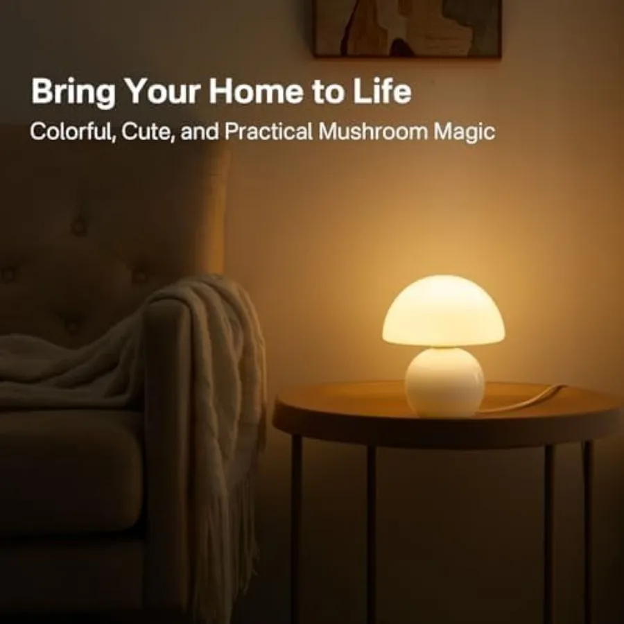Mushroom Lamp Table Lamp for Bedroom, Desk Bedside Small Lamps for Living Room Night Stands, Mushroom Decor Cute Mini Modern Mi view 2