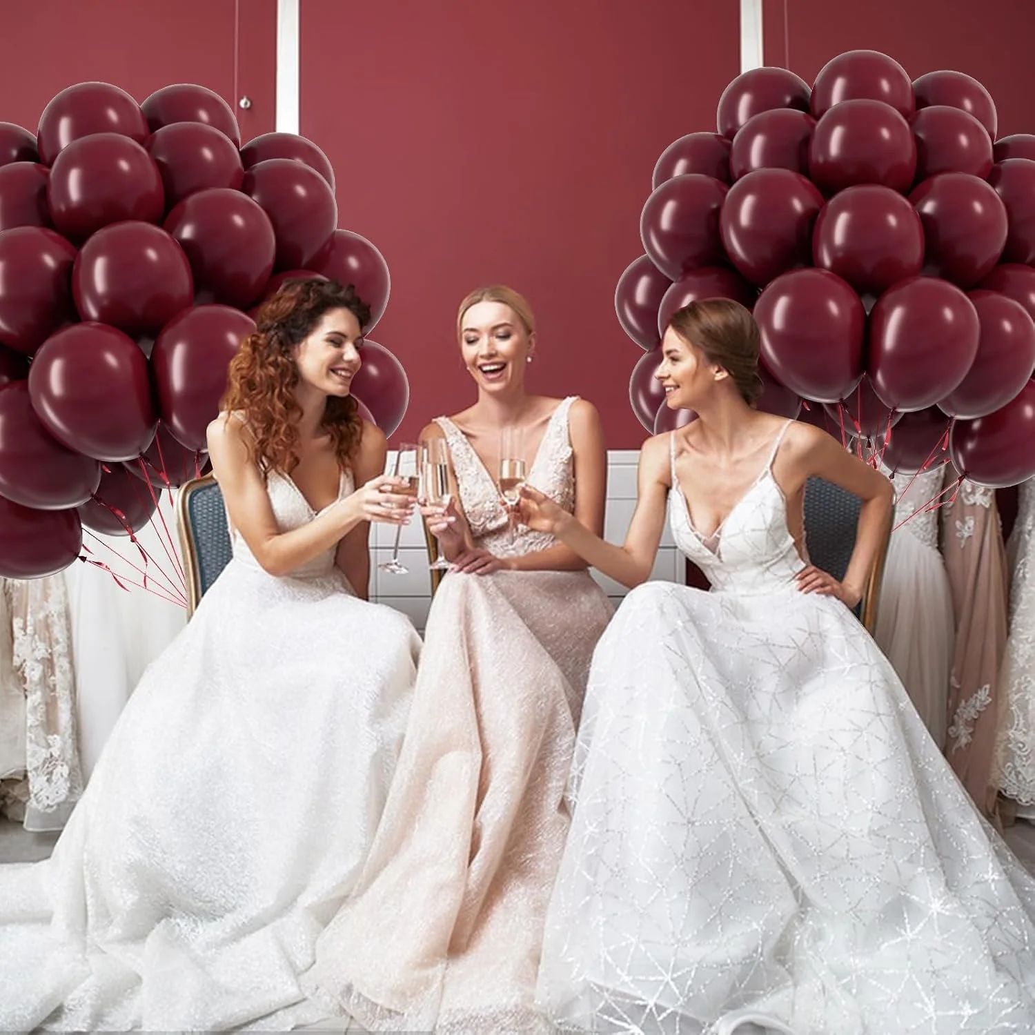 100/50 Stück burgunderrote Latexballons, 5–12 Zoll, weinrot, Hochzeits-Heliumballon, Dekoration, Geburtstag, Hochzeit, Jahrestag, Taufe, Globos – Detail 6