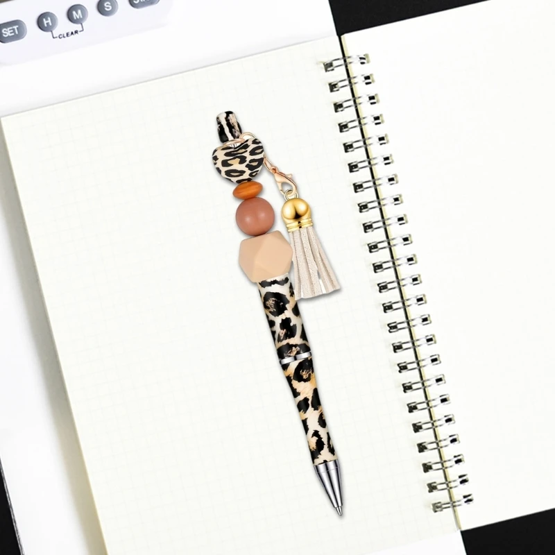Caneta esferográfica beadável com estampa leopardo Caneta beadável para artesanato Caneta para escrita