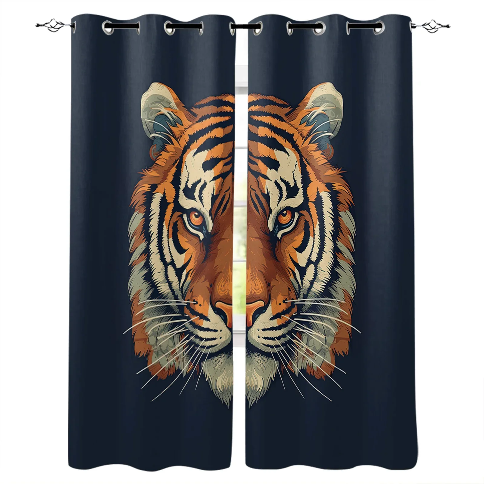 Tiger Hair And Beard Room Curtains Large Window Window Curtains Curtain Lights Bathroom Bedroom Kitchen Decor