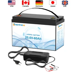 EU/JP/USA Stock 24V 60AH LiFePO4 Battery Lithium 25.6V 60Ah For RV Campers Marine Trolling Motor Wheelchair 24V 60Ah Lifepo4