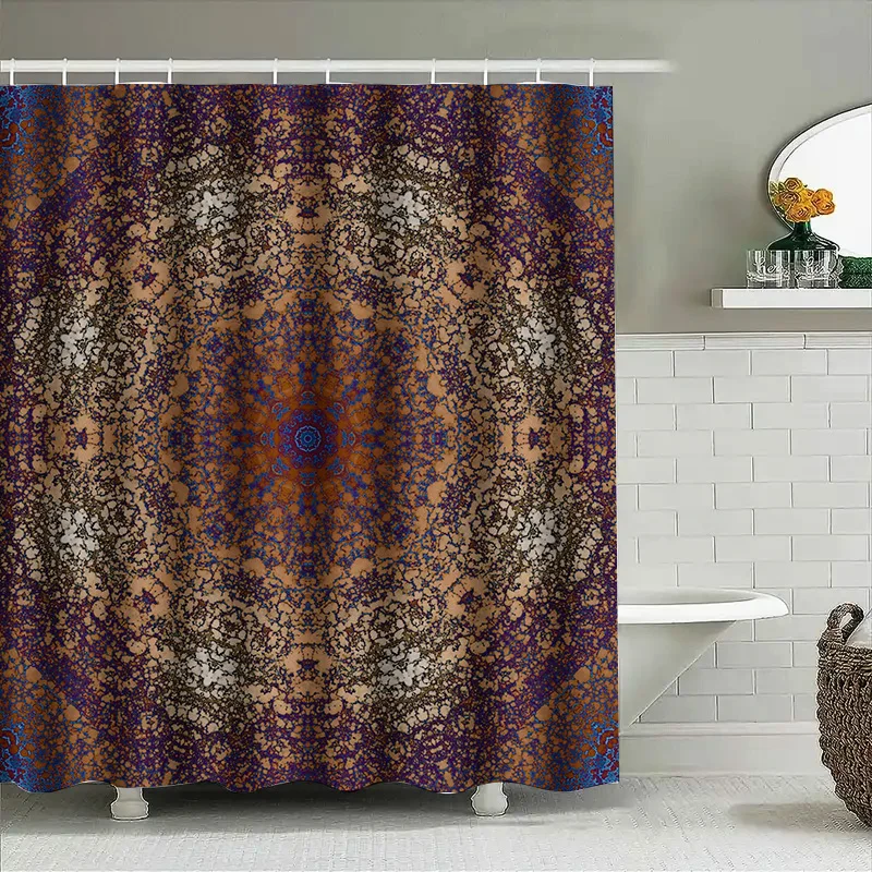 

Luxury Mandala Shower Curtain with Vivid Patterns for Bathroom Decor Dark Blue Purple Colorway