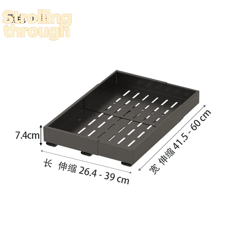 

Четырехсторонняя телескопическая выдвижная корзина-органайзер для кухни, глубокая выдвижная полка под шкаф, выдвижной ящик для хранения под раковиной