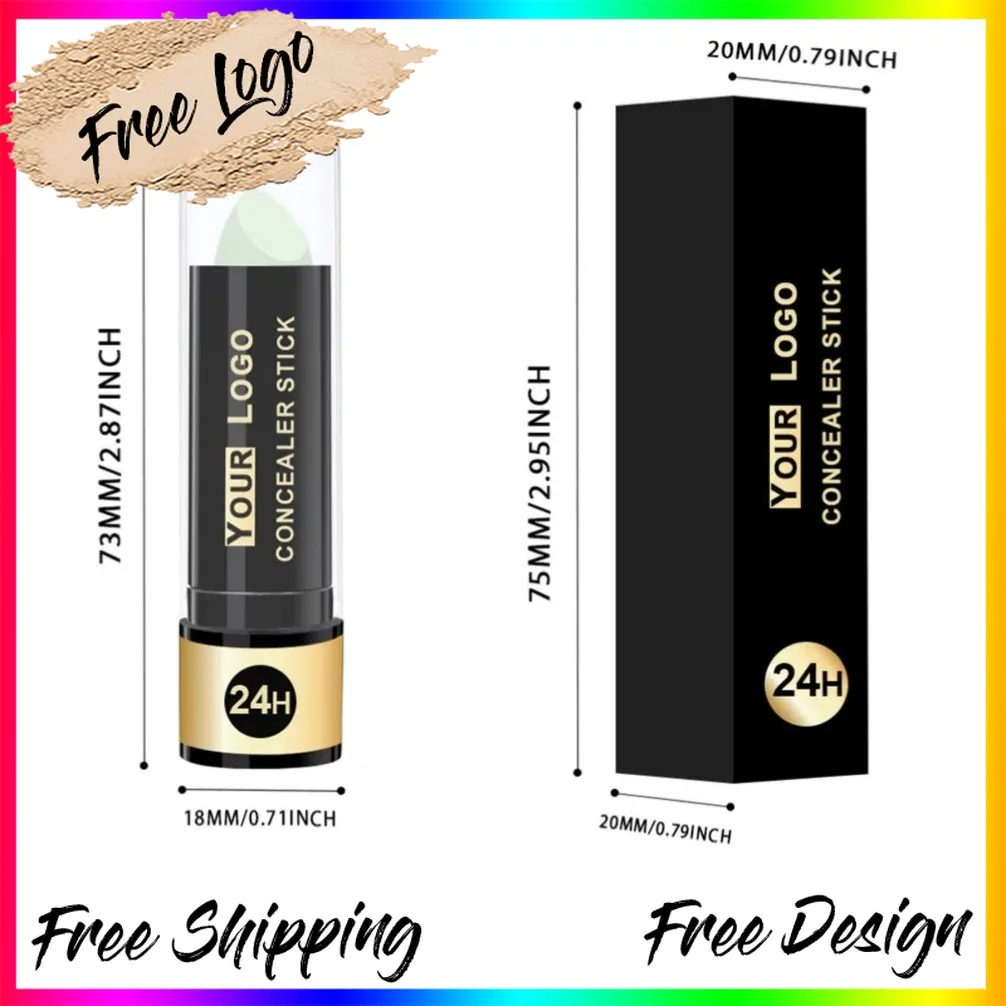 Private Label Black Matte Lipstick Tube Concealer Stick Oil Control Lasting Waterproof Concealer Contouring Makeup Custom Logo