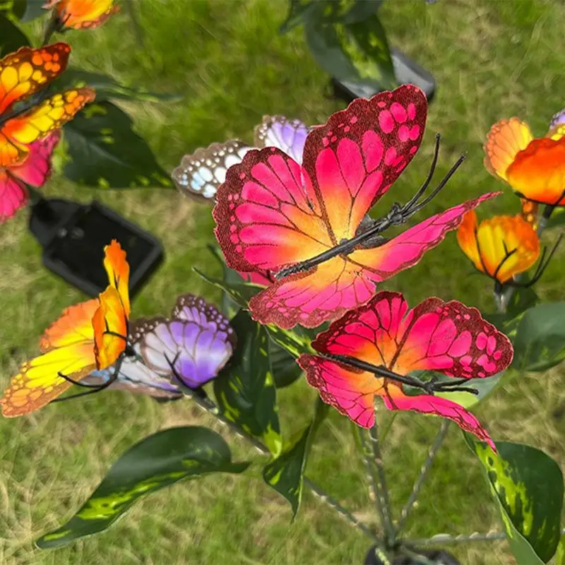 Borboleta Solar Lights para Outside Yard, Pátio, Pathway Decoração, Flexible Iron Wire, Swaying Butterfly