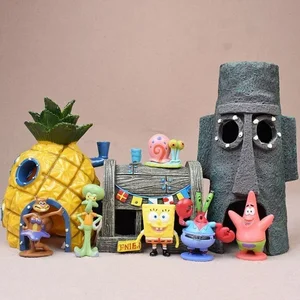 Anime Spongebobs Action Figures Cartoon Mini Dolls Fish Tank Decoration Landscaping Aquarium Accessories Boys Birthday Gifts 12 best sales lego fish tank - №11