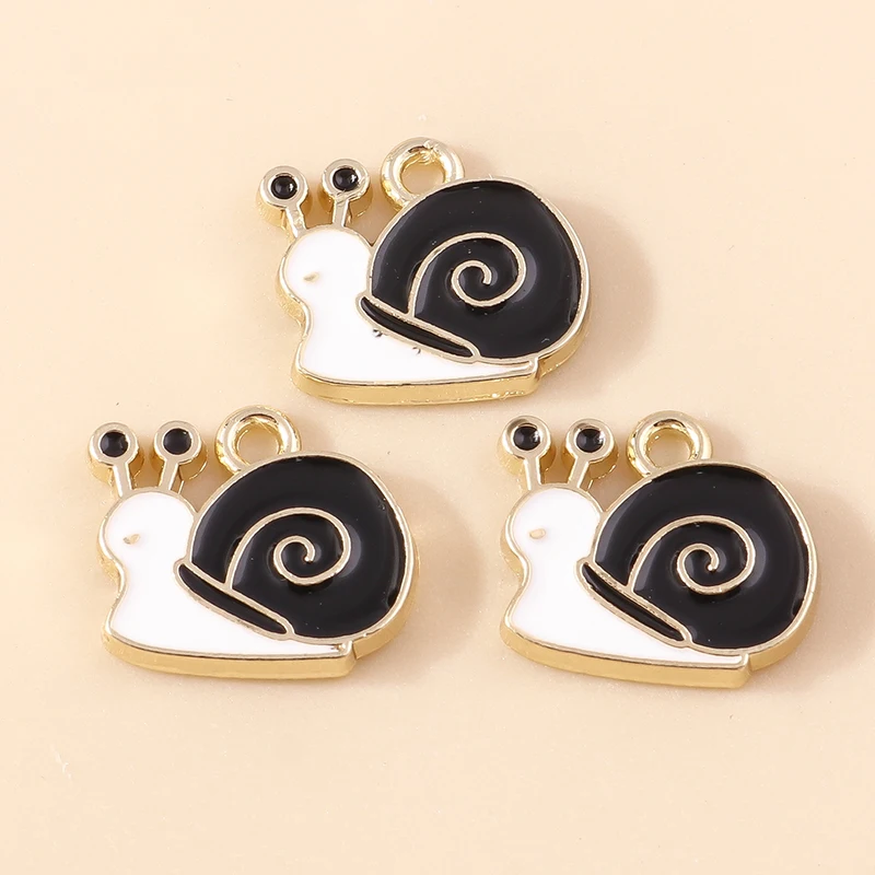 20 Stück 13 x 12 mm Cartoon-Emaille-Tier-Schnecke-Charms-Anhänger für Schmuckherstellung, Halsketten, Ohrringe, Armbänder, DIY-Bastelzubehör – Detail 5