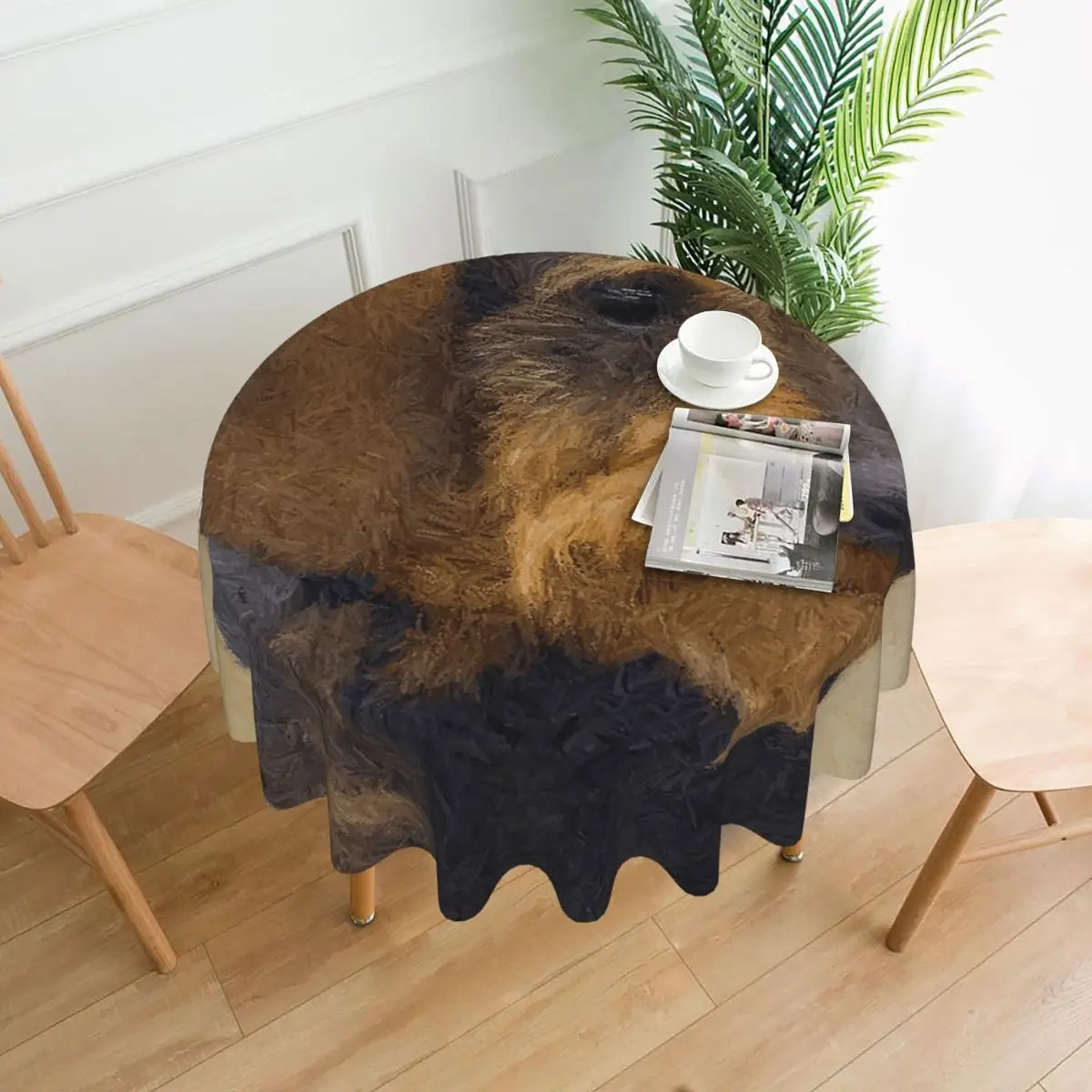 Dachshund (Wirehaired) Waterproof Round Tablecloth Oilproof Table Cloth for Kitchen Events Dining Table Cover 60 inches