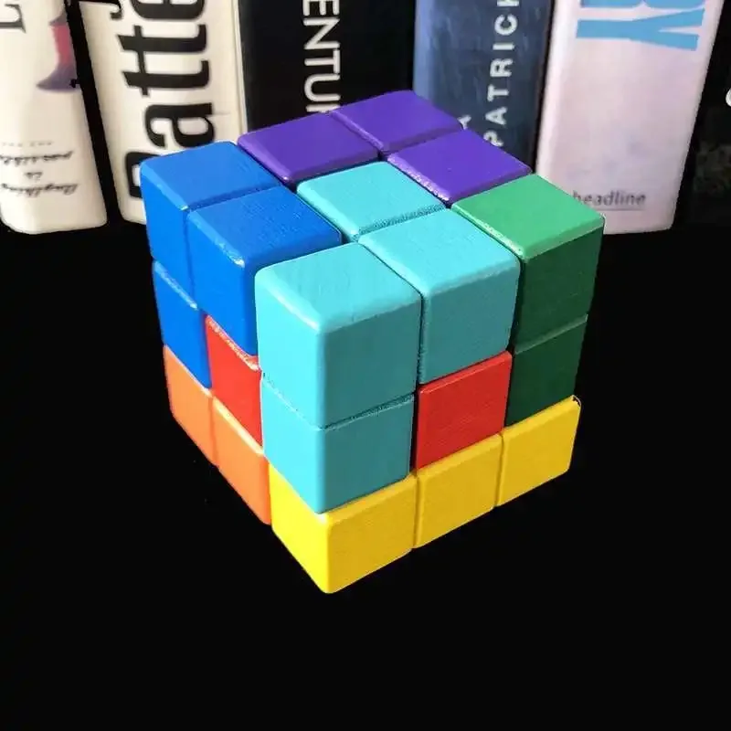 Solid Wood Soma Cube Blocks Interactive Early Educational Toy for Kids Aged 6-12 Logical Thinking Training Brain Teaser Building