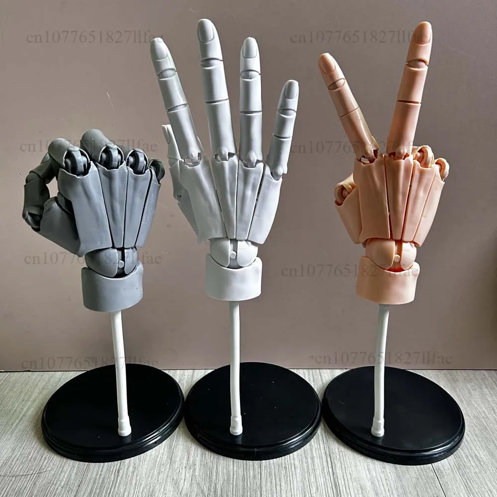 Modelo de mano articulada 1:1 súper móvil, simulación de mano con piel blanca y gris, mano derecha para dibujo, bocetos, arte, pintura, figura de acción, juguetes.