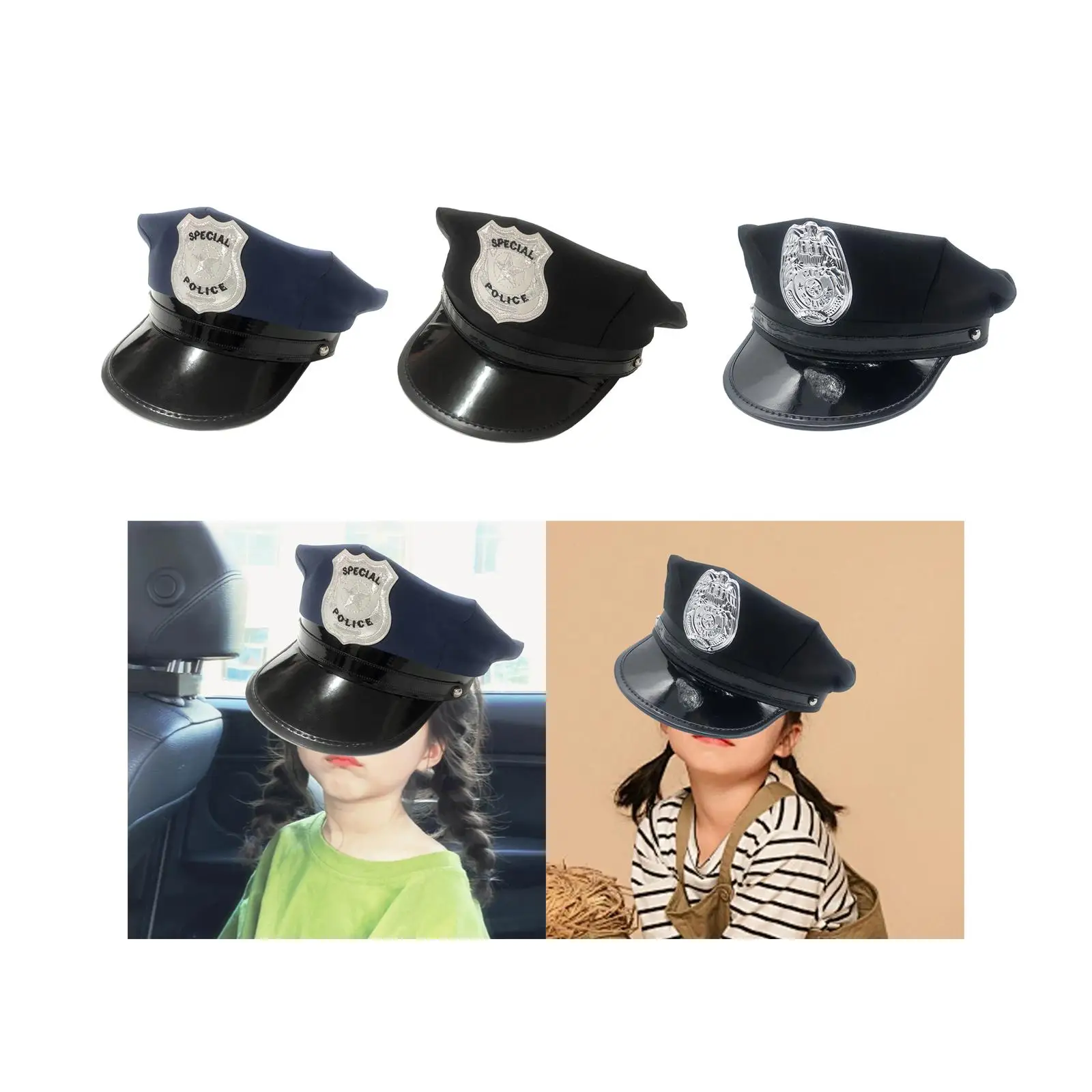 Children Police Hat Role Play Fancy Dress Novelty Cop Hat Officer Hat for Holiday Halloween Carnival Stage Performance Birthday