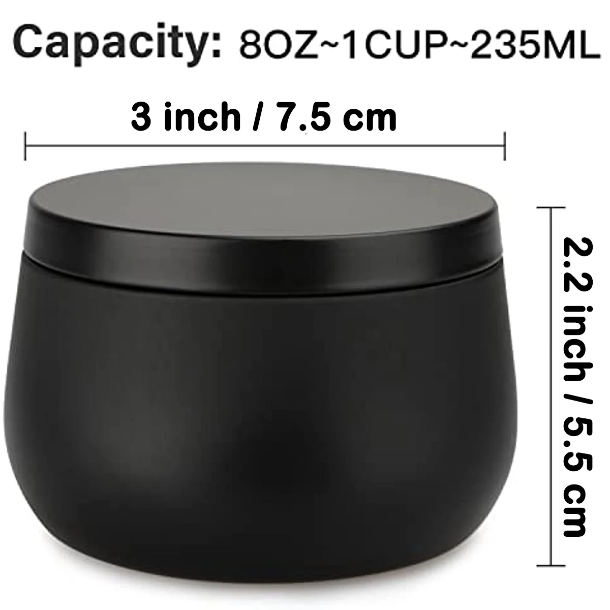 Gemos 12 Pack 8 Oz Large Size Empty Candle Tins Containers with Lid Wholesale Black Metal Candles Jars for DIY Candle Making