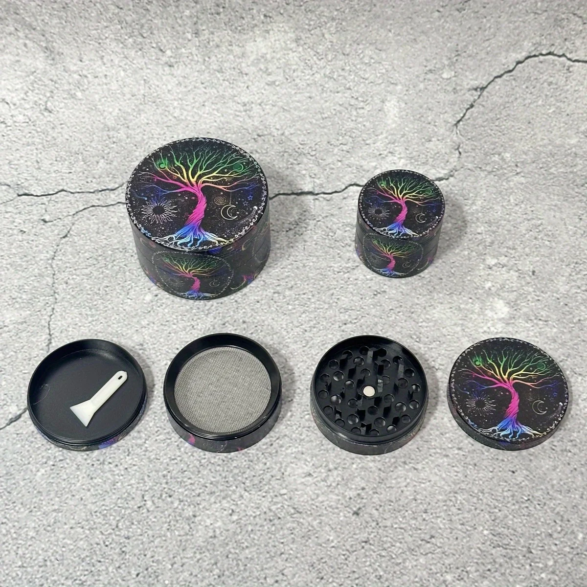 1.6/2/2.5 بوصة شجرة الحياة المعادن مطحنة الأعشاب مطحنة هاون 4-Layers التبغ الفانيليا برعم طاحونة العشب السيجار التدخين السجائر أداة