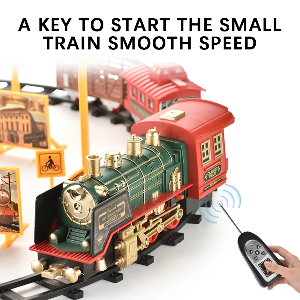 Remote Control Trains Set Classic Vintage RC-Train With Track Set For Boys Girls