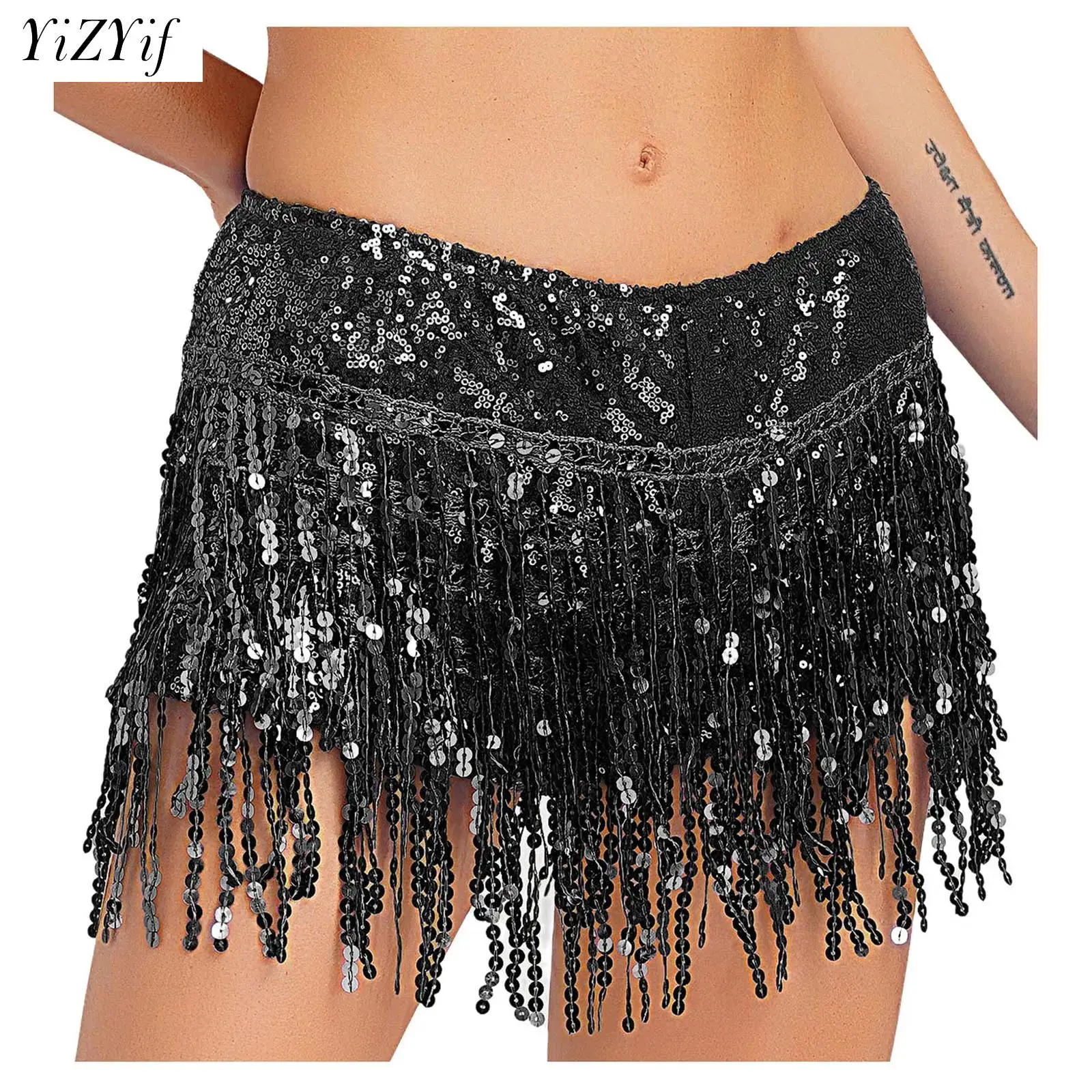 

Black Fringe Latin Dance Skirt Women Salsa Rumba Ballroom Practice Dance Tassels Hot Pants Party Performance Party Club Wear