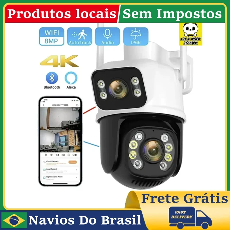 Camera Q28B Externa Ip a Prova D'água Wifi Dupla 2 Em 1 com Visao Noturna C/ Infravermelho Câmera De Vigilância