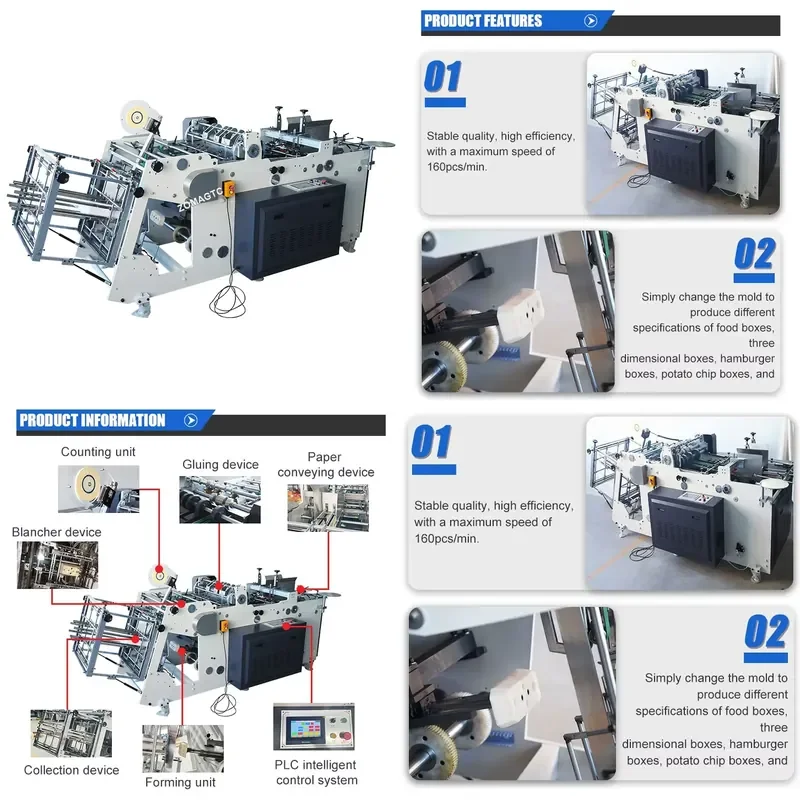 Recycling Machine 2026 Automatic Disposable Hamburger Take Away Fast Food Container Maker Paper Lunch Box Making Machine