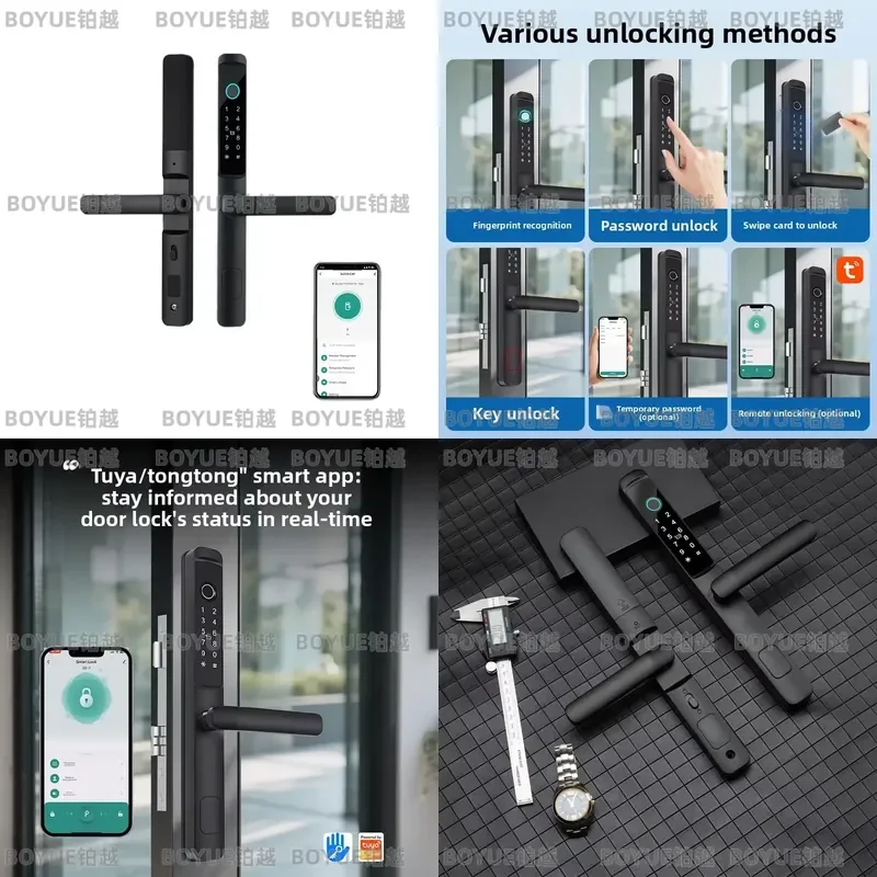 Ultra Thin Smart Door Lock Biometric Fingerprint Ttlock App Control Digital Graffiti Broken Bridge Aluminum Cloud Storage