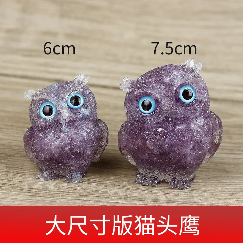 Source Factory Crystal Gravel Semi-precious Stone Epoxy Small Animal Large Owl Ornament Tabletop Ornament Foreign Trade