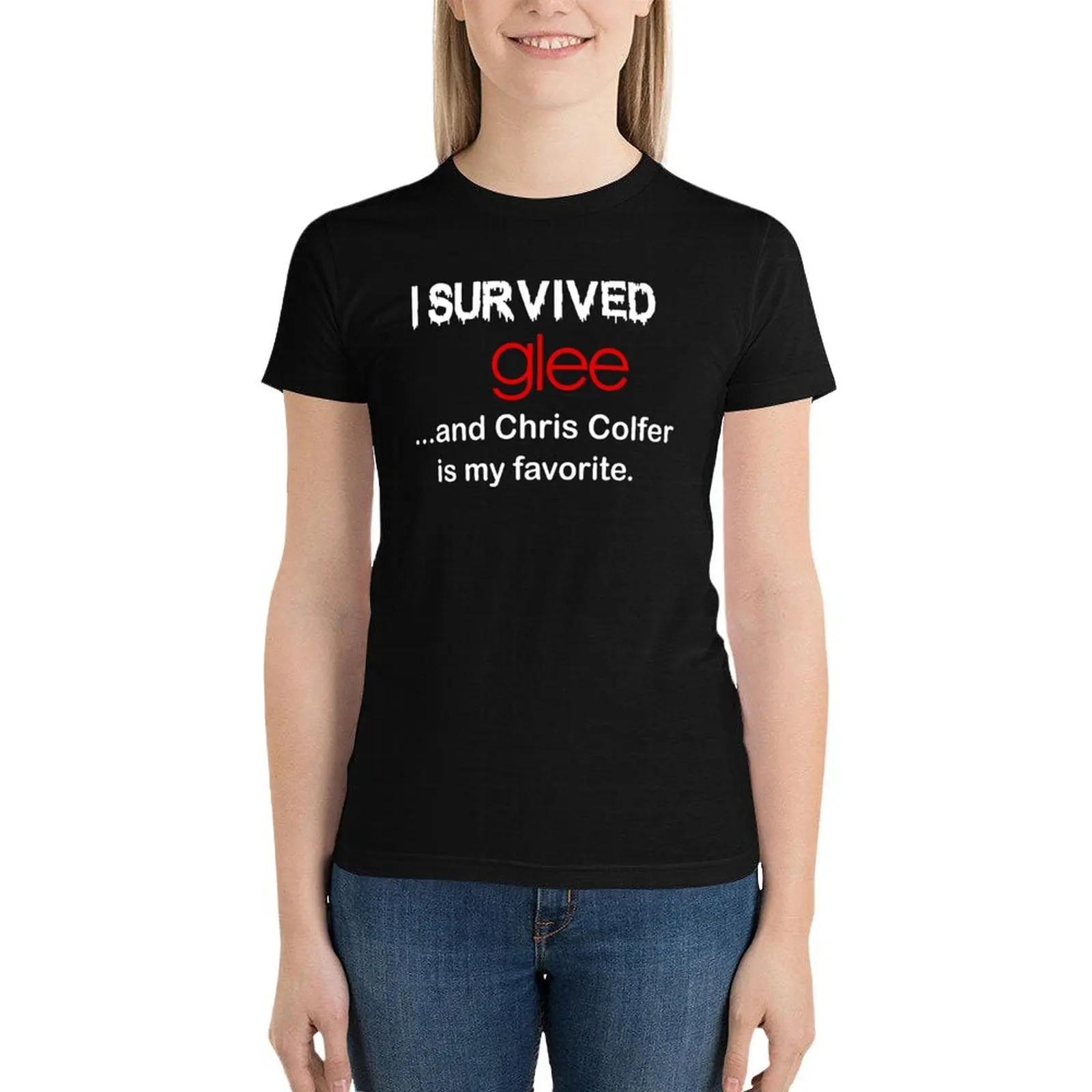 I survived glee...and Chris Colfer is my favorite. T-Shirt cute tops summer clothes t-shirt dress for Women plus size sexy