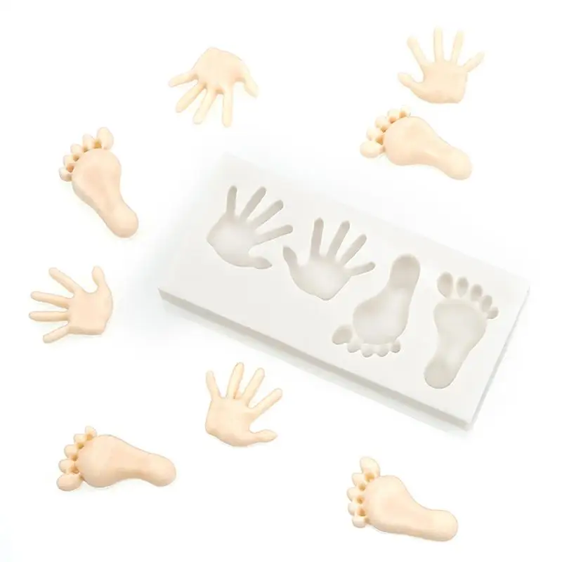 3D Baby Feet Hands Silicone Molds Candy Chocolate Mould DIY Party Fondant Cake Decor Tools Cupcake Baking Mold