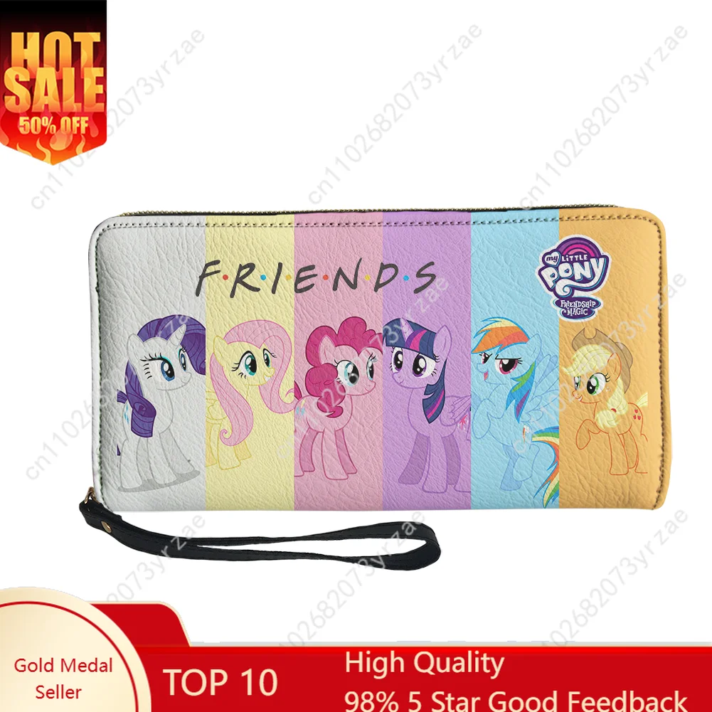 

My Little Pony Wallets Mens Womens Teenagers Long Zipper Wallet Friends Double Print Fashion Commuter Pocketbook Cosplay Purses