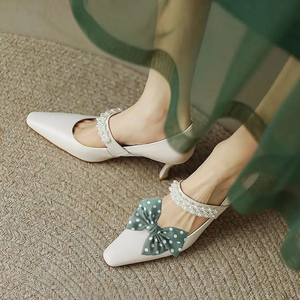 1 pair Removable Wave Point High Heel Shoe Decorations Clip Charm Buckle Shiny Clips Bow Ribbon