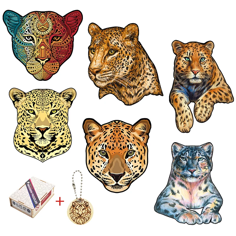

Деревянный Леопардовый пазл, 3D тигр, Детский пазл в форме животных, Обучающие игрушки, деревянные поделки «сделай сам», подарки, игры-пазлы для взрослых
