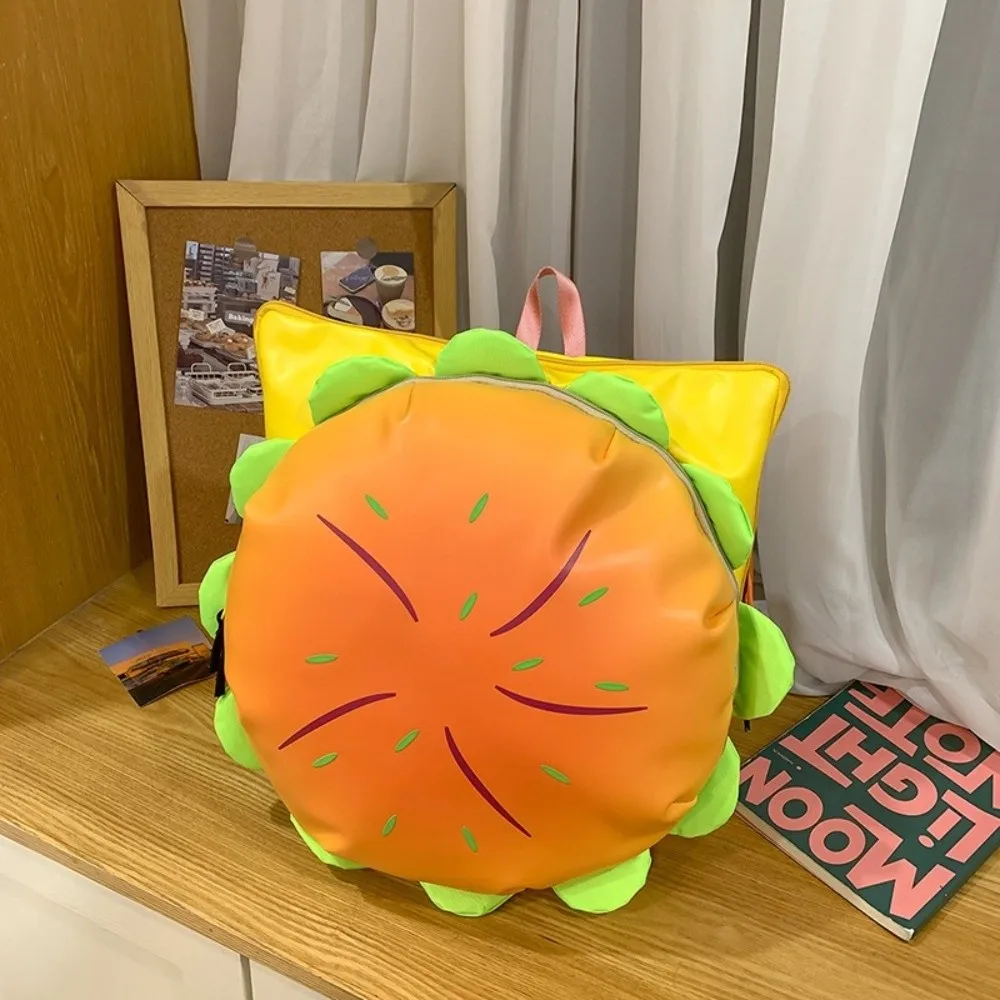 Cute Large Capacity Cheeseburger Backpack Lovely Style Waterproof Hamburger Backpack Multi-layer School Bag Daily Use