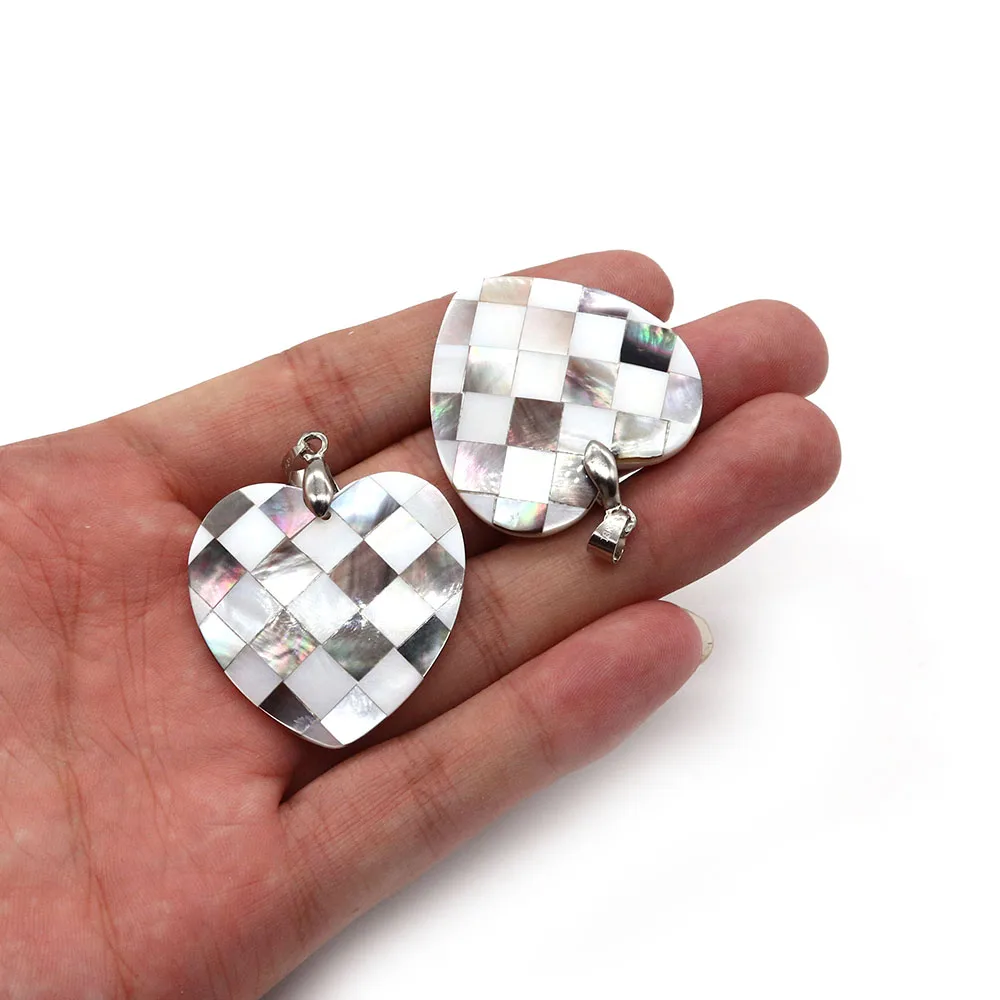 1 قطعة شكل قلب قذيفة الطبيعية تقسم قلادة واحدة من جانب المياه العذبة قذيفة سحر ل عقد دي اي واي صنع المجوهرات الملحقات #6