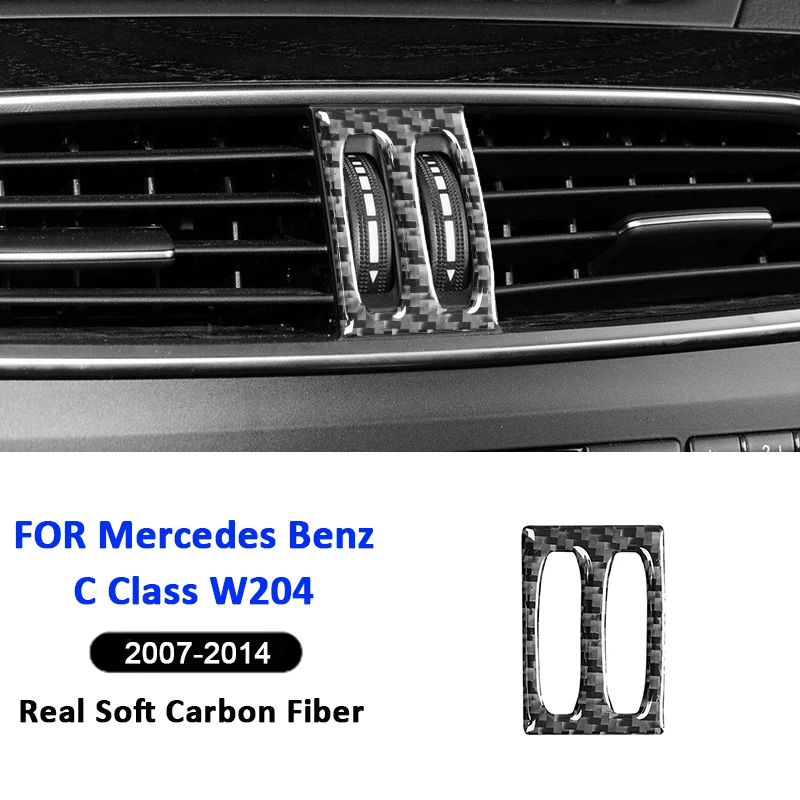 

For Mercedes Benz C Class W204 2007-2014 Carbon Fiber Car Center Air Conditioning Adjusting Knob Frame Decorative Sticker