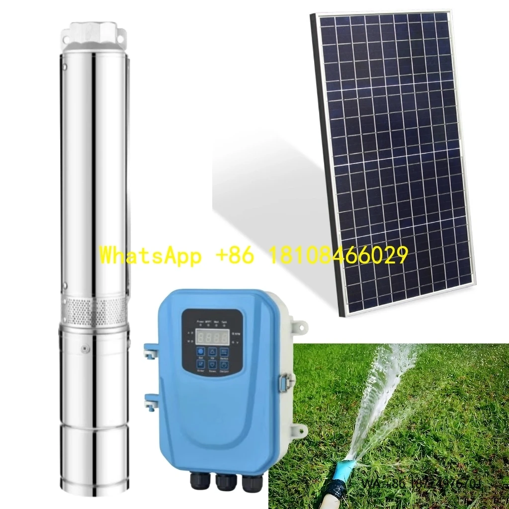 

9m³/h Large Flow 3inch 220V Stainless Steel Body Water Pump Deep Well Solar Submersible Pump Set with Controller for Farm