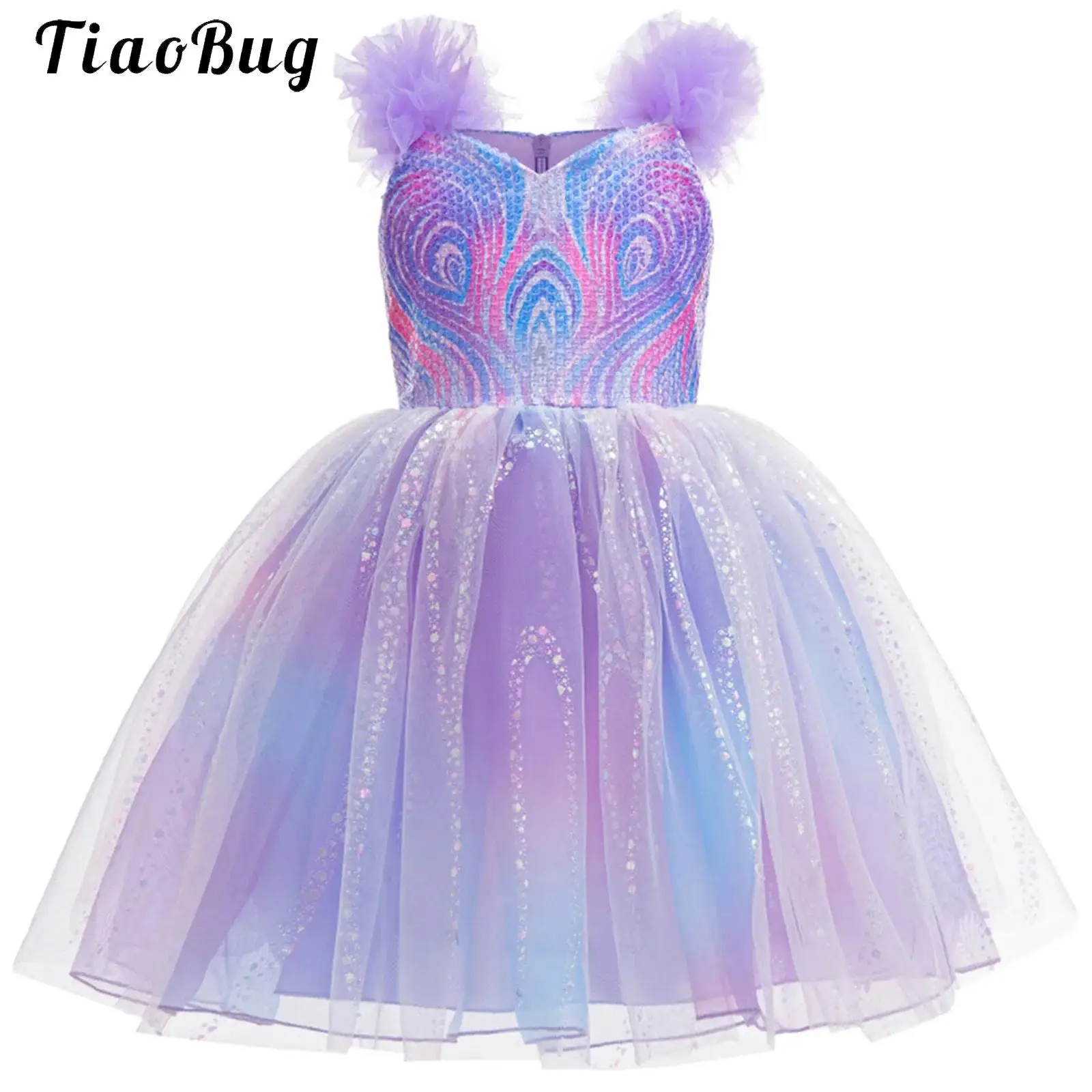 

Princess Christmas Birthday Party Tutu Dress for Kids Girls Ruffled Gradient Tulle Dress Halloween Witch Dress Up Glitter Gowns