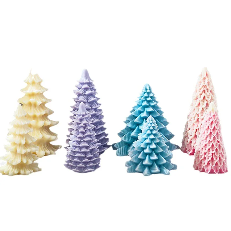 SZ922 múltiples moldes de silicona para jabón de vela de árbol de Navidad 3D, decoraciones navideñas de aromaterapia, molde de árboles