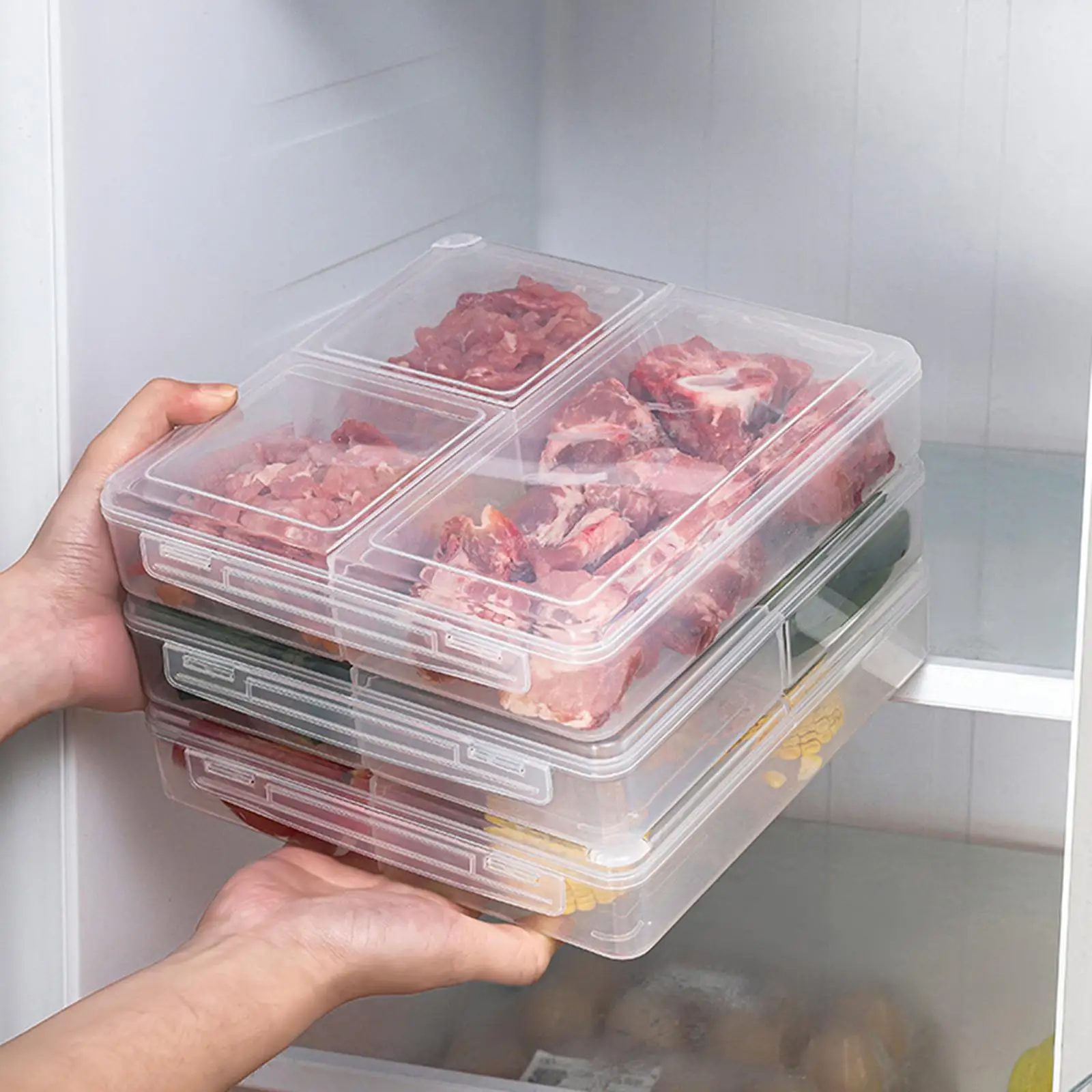2x Transparent Food Storage Container-with Durable Lids Separate Stackable Plastic Organizer Food Holder for Pantry image 5