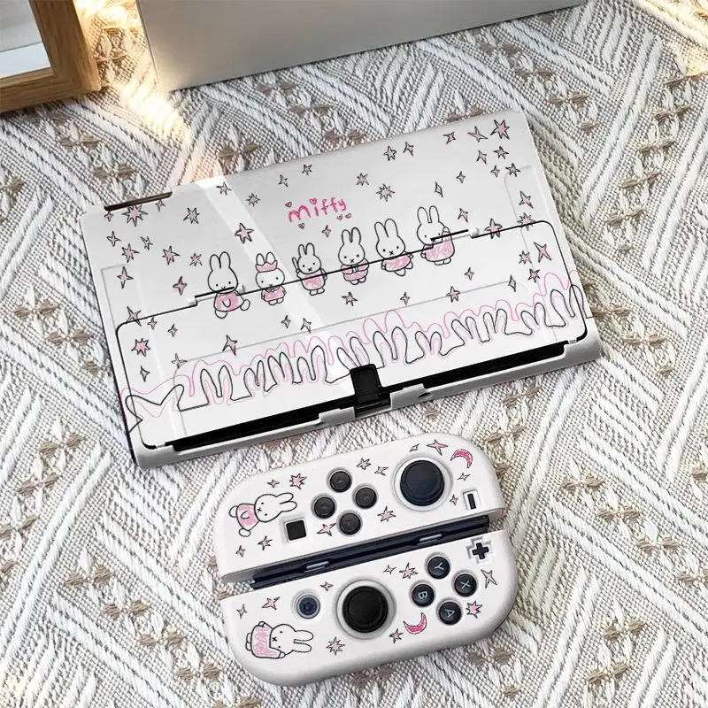 Anime Miffy Switch Protective Shell Protective Cover Lovable Anti-fall Game Player Accessory Part Duricrust Cartoon Decoration