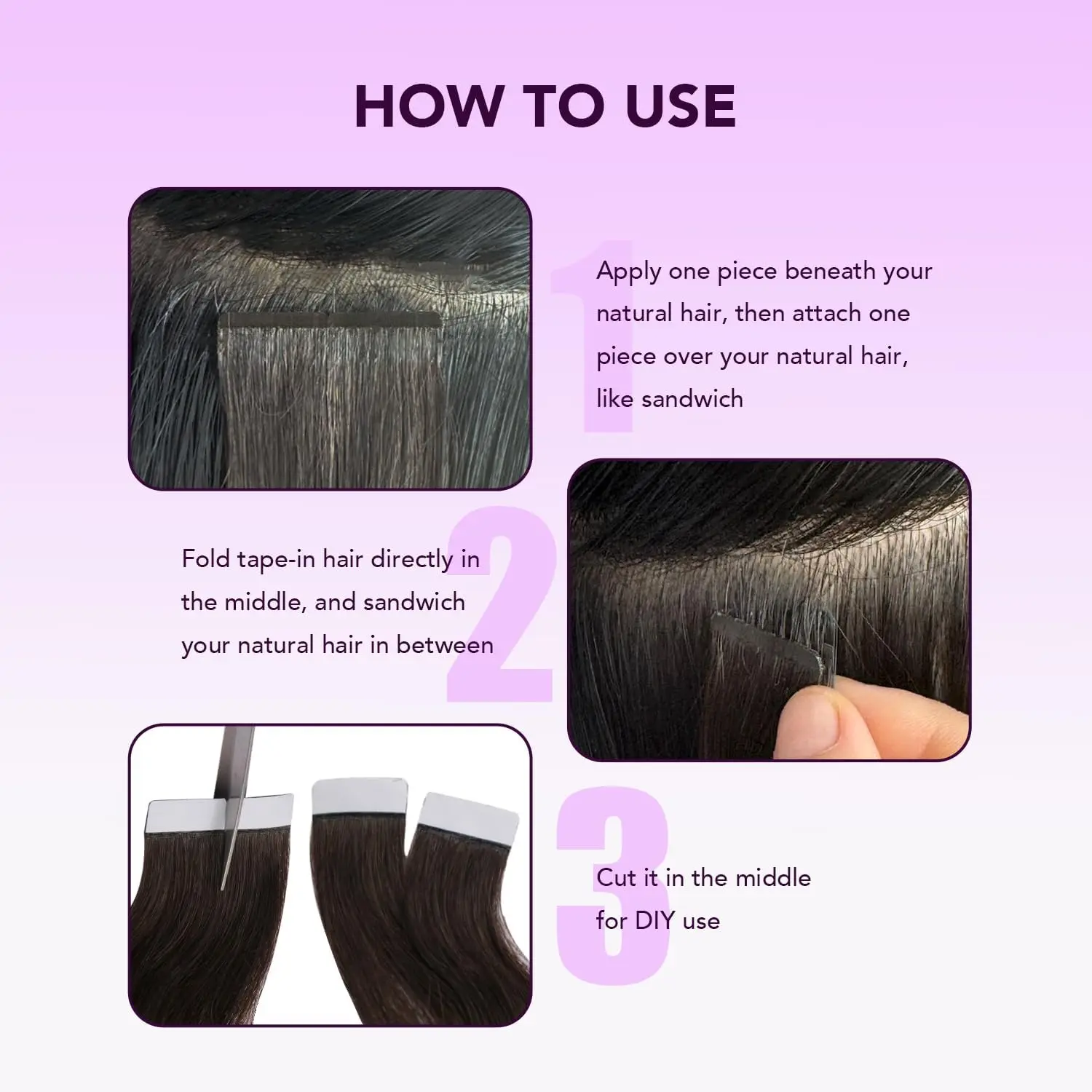 وصلات شعر شريط شعر بشري في وصلات شعر لاصقة 14-22 بوصة 20 قطعة غير مرئية 100% وصلات شعر بشري طبيعي