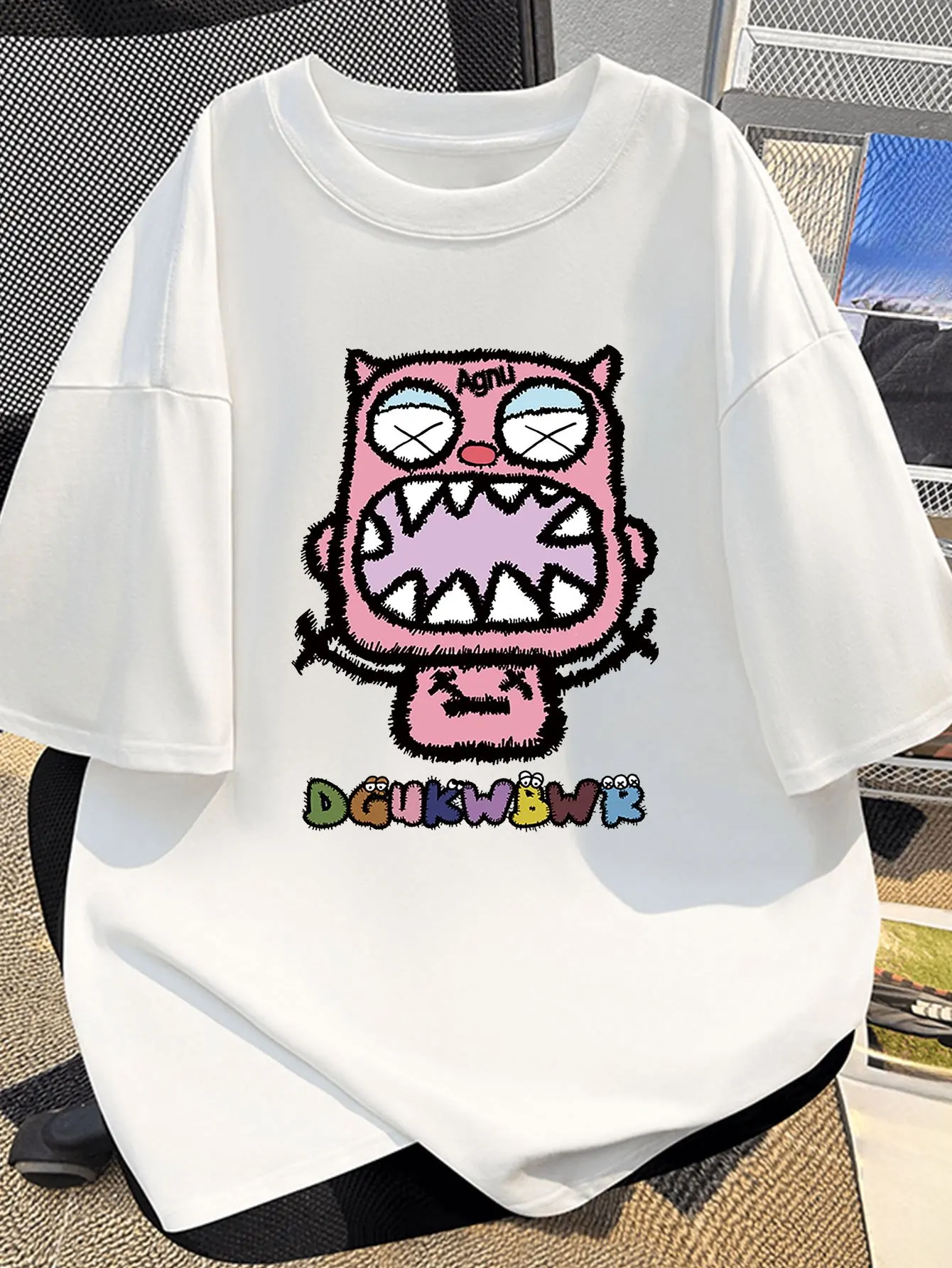 

Fun Cartoon Graphic Printing Summer Autumn Winter Luxury Brand Pure Cotton Men's and Women's T-shirt Short Sleeve Outdoor Sports