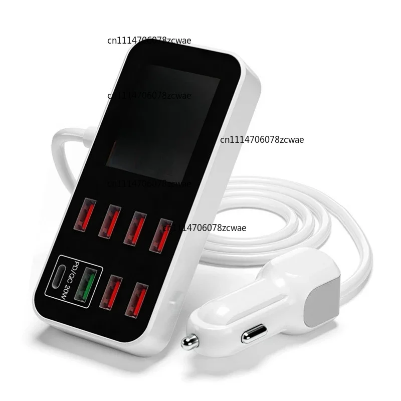 for 40W 8 Ports USB Car Charger QC3.0 PD Type C Fast Phone Charger With LED Display Multi USB Charger-N58