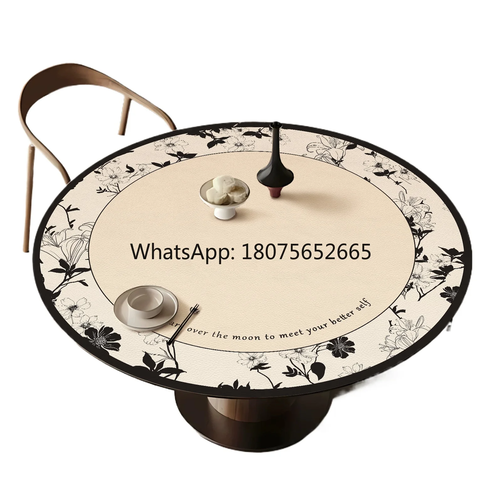 French-style round tablecloth, upscale and luxurious, waterproof, oil-proof, heat-resistant, and wipe-clean