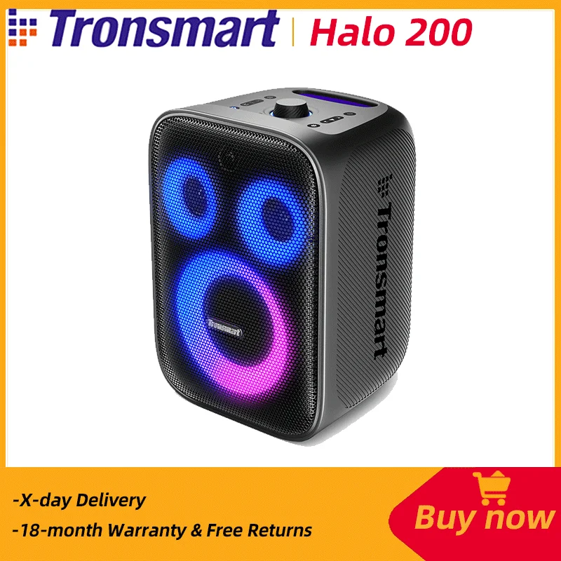 Tronsmart Halo 200 Speaker Bluetooth Karaoke Speaker with 3 Way Sound System, 120W Output, Built-in/Wired Mic, Guitar Input