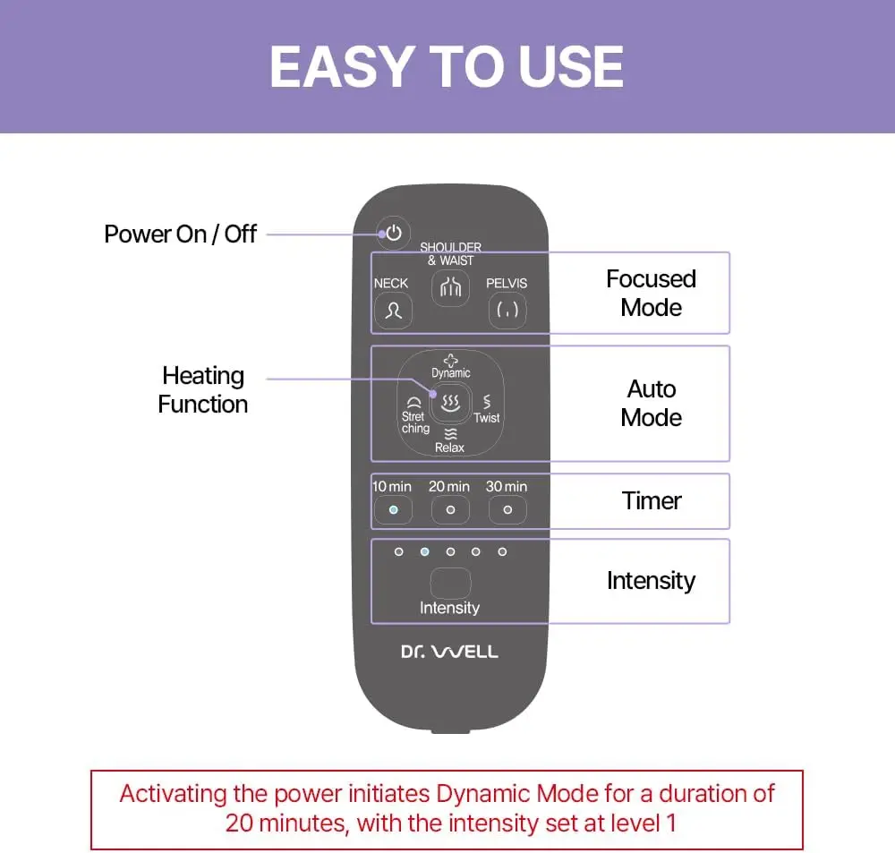 Recover Relife Relax Back STRETCHING MASSAGER Dynamic Compression Expansion of 22 air Chambers Provide Release Muscle Tension