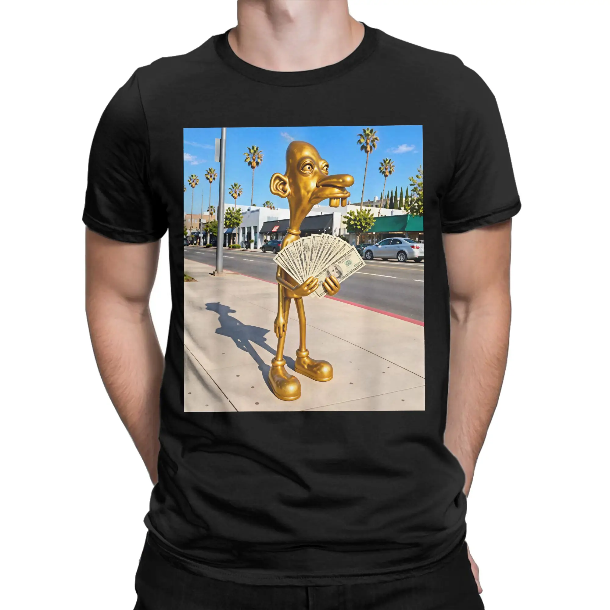 Rich Neegy Brainrot Meme Tuff Flexing Ironic Gen Alpha Gen Z Men's T Shirt  Casual Tee Shirt Short Sleeve Crewneck T-Shirts